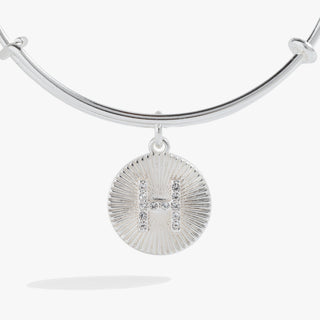 Initial H Pave Starburst Texture Bangle - A Roese Boutique