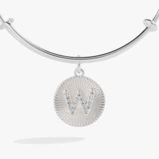 Initial W Pave Starburst Texture Bangle - A Roese Boutique