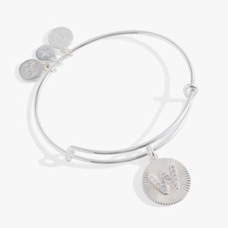 Initial W Pave Starburst Texture Bangle - A Roese Boutique