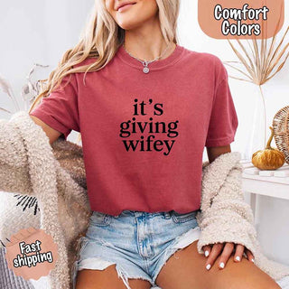 It’s Giving Wifey Comfort Colors Tee – Bride to Be or Wedding Gift Shirt - A Roese Boutique