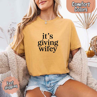 It’s Giving Wifey Comfort Colors Tee – Bride to Be or Wedding Gift Shirt - A Roese Boutique