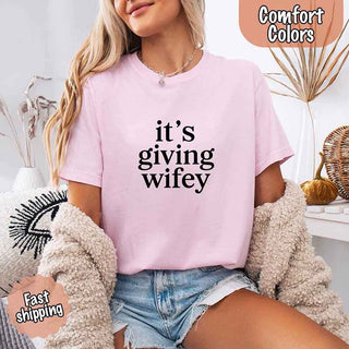 It’s Giving Wifey Comfort Colors Tee – Bride to Be or Wedding Gift Shirt - A Roese Boutique