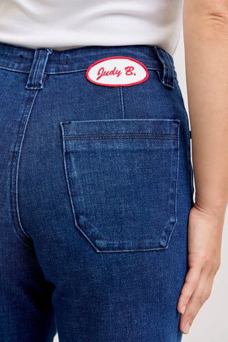 Judy Blue High - Waisted Retro Wide Jeans with Patch Pkts & Twisted Seams - A Roese Boutique