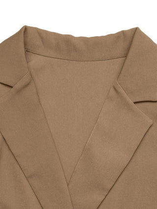 Lapel Collar Leopard Cuff Long Sleeve Blazer - A Roese Boutique