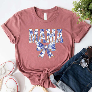 Mama Chinoiserie Coquette Bow T-Shirts – Elegant & Trendy Graphic Tees for Moms - A Roese Boutique