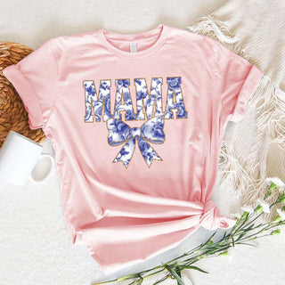 Mama Chinoiserie Coquette Bow T-Shirts – Elegant & Trendy Graphic Tees for Moms - A Roese Boutique