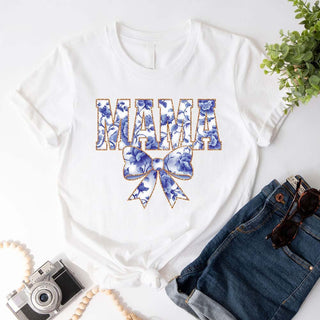Mama Chinoiserie Coquette Bow T-Shirts – Elegant & Trendy Graphic Tees for Moms - A Roese Boutique