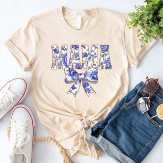 Mama Chinoiserie Coquette Bow T-Shirts – Elegant & Trendy Graphic Tees for Moms - A Roese Boutique