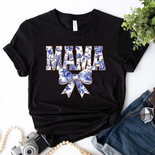 Mama Chinoiserie Coquette Bow T-Shirts – Elegant & Trendy Graphic Tees for Moms - A Roese Boutique