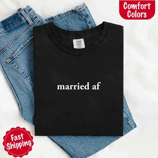 Married AF Comfort Colors T-Shirt, Just Married Couple Tee - A Roese Boutique