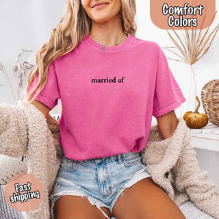 Married AF Comfort Colors T-Shirt, Just Married Couple Tee - A Roese Boutique