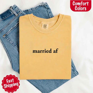 Married AF Comfort Colors T-Shirt, Just Married Couple Tee - A Roese Boutique