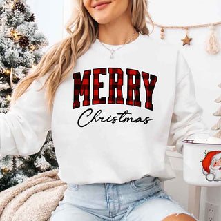 Merry Christmas Matching Sweatshirt - Buffalo Plaid Family Crewneck - A Roese Boutique