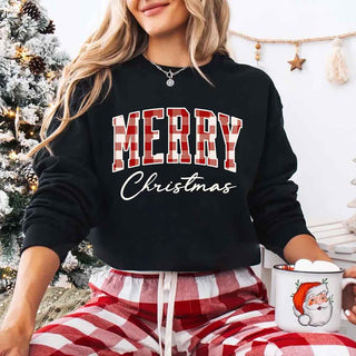 Merry Christmas Matching Sweatshirt - Buffalo Plaid Family Crewneck - A Roese Boutique