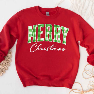 Merry Christmas Matching Sweatshirt - Buffalo Plaid Family Crewneck - A Roese Boutique
