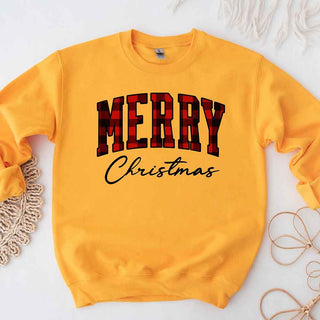 Merry Christmas Matching Sweatshirt - Buffalo Plaid Family Crewneck - A Roese Boutique