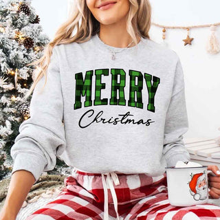Merry Christmas Matching Sweatshirt - Buffalo Plaid Family Crewneck - A Roese Boutique