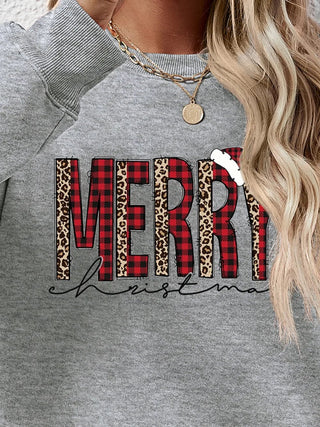 MERRY CHRISTMAS Round Neck Long Sleeve Sweatshirt - A Roese Boutique