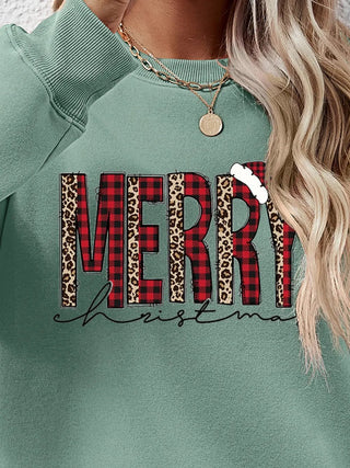 MERRY CHRISTMAS Round Neck Long Sleeve Sweatshirt - A Roese Boutique