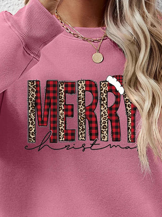 MERRY CHRISTMAS Round Neck Long Sleeve Sweatshirt - A Roese Boutique