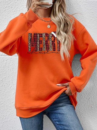 MERRY CHRISTMAS Round Neck Long Sleeve Sweatshirt - A Roese Boutique
