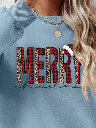 MERRY CHRISTMAS Round Neck Long Sleeve Sweatshirt - A Roese Boutique