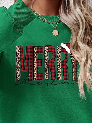 MERRY CHRISTMAS Round Neck Long Sleeve Sweatshirt - A Roese Boutique