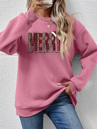 MERRY CHRISTMAS Round Neck Long Sleeve Sweatshirt - A Roese Boutique