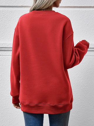 MERRY CHRISTMAS Round Neck Long Sleeve Sweatshirt - A Roese Boutique