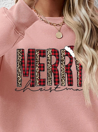 MERRY CHRISTMAS Round Neck Long Sleeve Sweatshirt - A Roese Boutique