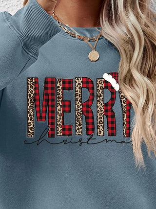MERRY CHRISTMAS Round Neck Long Sleeve Sweatshirt - A Roese Boutique