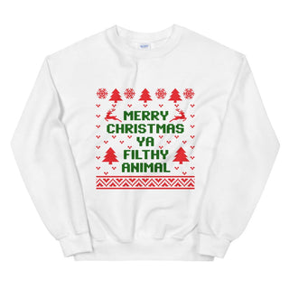 Merry Christmas Ya Filthy Animal Colored Sweatshirt - A Roese Boutique