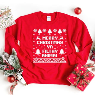 Merry Christmas Ya Filthy Animal Sweatshirt - A Roese Boutique