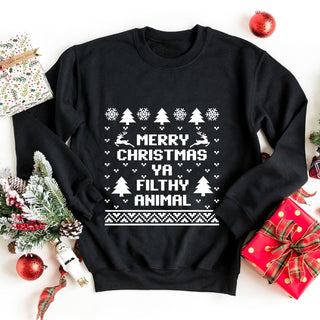 Merry Christmas Ya Filthy Animal Sweatshirt - A Roese Boutique