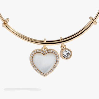 Mother of Pearl Heart Anniversary Bangle - A Roese Boutique