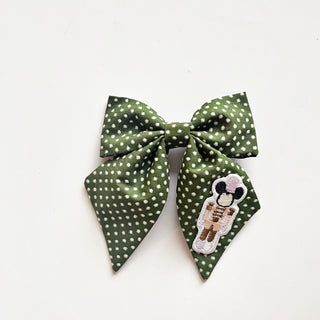 Mouse Toy Soldier Green Dot Reagan Bow - A Roese Boutique