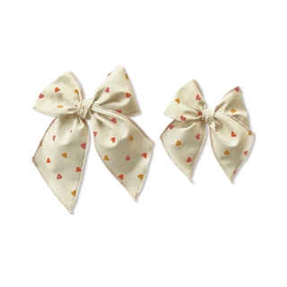 Multi Hearts on Cream Elle Bow - A Roese Boutique