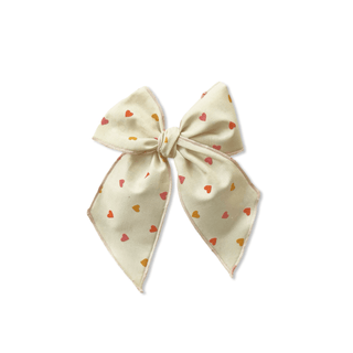 Multi Hearts on Cream Elle Bow - A Roese Boutique