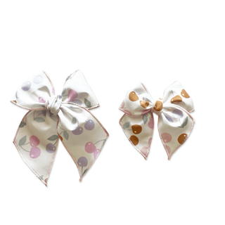 Muted Pastel Cherries Elle Bow - A Roese Boutique