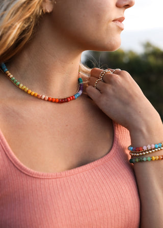 Natural Gemstone Bracelet + 14k Gold Filled Toggle : Gold Rush - A Roese Boutique