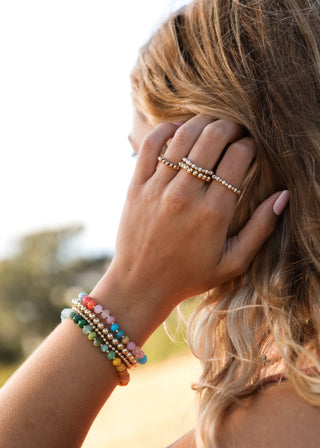 Natural Gemstone Bracelet + 14k Gold Filled Toggle : Gold Rush - A Roese Boutique