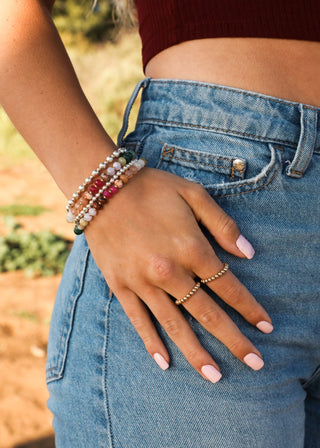 Natural Gemstone Bracelet + 14k Gold Filled Toggle : Gold Rush - A Roese Boutique