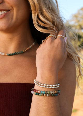 Natural Gemstone Bracelet + 14k Gold Filled Toggle : Sandbar - A Roese Boutique