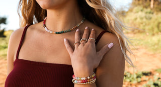 Natural Gemstone Necklace + 14k Gold Filled Toggle : Gold Rush - A Roese Boutique