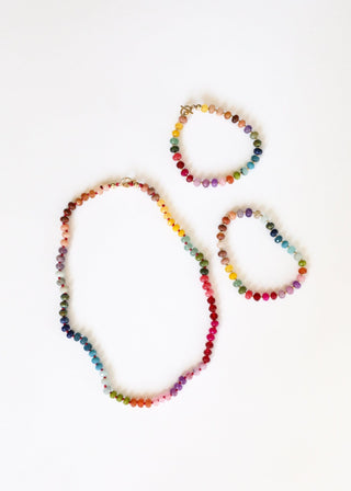 Natural Gemstone Necklace + 14k Gold Filled Toggle : Gold Rush - A Roese Boutique