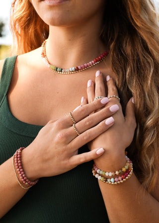 Natural Gemstone Necklace + 14k Gold Filled Toggle : Key West - A Roese Boutique