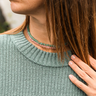 Natural Rose Quartz + 14k Gold Filled Toggle || Gemstone Necklace - A Roese Boutique