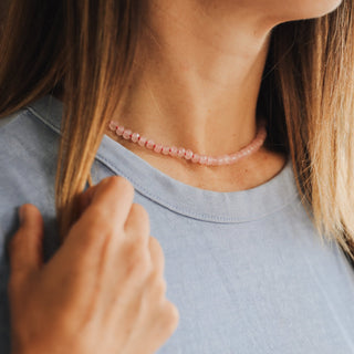 Natural Rose Quartz + 14k Gold Filled Toggle || Gemstone Necklace - A Roese Boutique