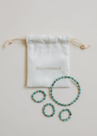 Natural Turquoise + 14k Gold Filled Sun || Stretch Ring - A Roese Boutique