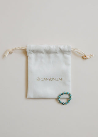 Natural Turquoise + 14k Gold Filled Sun || Stretch Ring - A Roese Boutique
